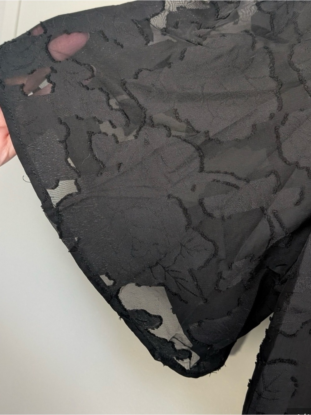 Women's Black Burnout Short Sleeve Top - Picture 4 of 13